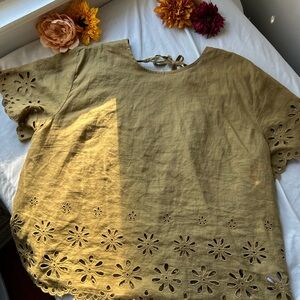 Madewell Olive Eyelet Women's Top size 1X